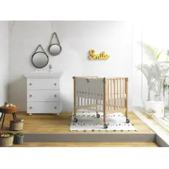 Evolving Cot Win Pali White/Natural 6in1 with Tortora Striped Textile - Collections