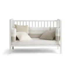 Evolving Cot Win Pali White/Natural 6in1 with Tortora Striped Textile - Collections