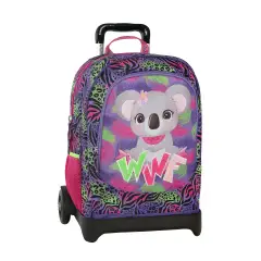 Wwf Illustrato Zaino Scuola Organizzato Trolley Staccabile Koala - zaini trolley