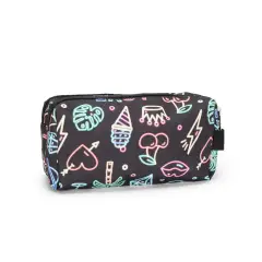 Comix Astuccio Portapenne Scuola 2 Zip Allover Neon - bauletti tombolini bustine