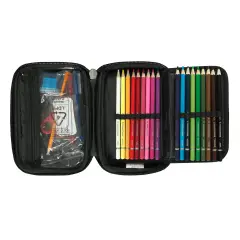 Astuccio Scuola Comix Maxi Zip Rosa Glitter con Corredo Completo - astucci colori