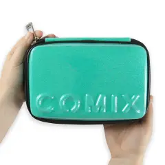 Comix Glitter Turquoise Maxi Zip Pouch with School Kit - case colors