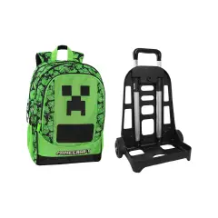 Minecraft Zaino Scuola Organizzato Trolley Staccabile Pixel - zaini trolley