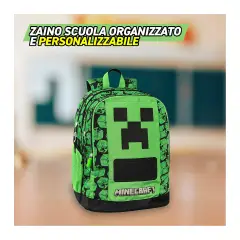 Minecraft Zaino Scuola Organizzato Pixel - zaini scuola