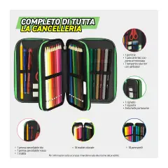 Minecraft Astuccio Scuola Corredo 3 Zip Pixel - astucci colori