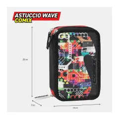 Comix Wave Astuccio Scuola Corredo 3 Zip Beep Boy - astucci colori