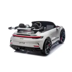 Auto Elettrica per Bambini Porsche 911 GT3 Bianca con Sedili in Pelle e 2 Motori da 35W - auto