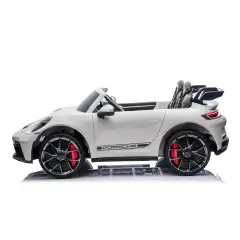Auto Elettrica per Bambini Porsche 911 GT3 Bianca con Sedili in Pelle e 2 Motori da 35W - auto