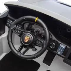 Auto Elettrica per Bambini Porsche 911 GT3 Bianca con Sedili in Pelle e 2 Motori da 35W - auto