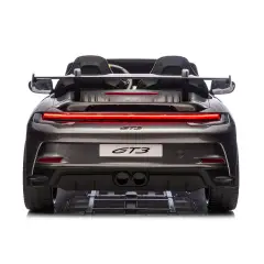 Auto Elettrica per Bambini Porsche 911 GT3 Grigio Argento con Sedili in Pelle e 2 Motori da 35W - auto