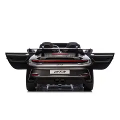 Auto Elettrica per Bambini Porsche 911 GT3 Grigio Argento con Sedili in Pelle e 2 Motori da 35W - auto
