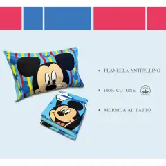 Set Lenzuolo Letto Singolo Mickey Mouse Flanella - regalo e gadget valigeria