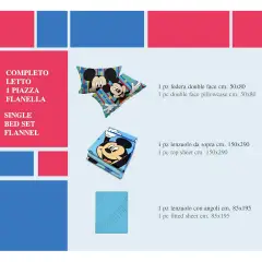 Set Lenzuolo Letto Singolo Mickey Mouse Flanella - regalo e gadget valigeria