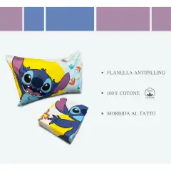 Set Lenzuolo Letto Singolo Stitch in Flanella - regalo e gadget valigeria