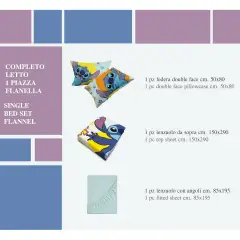 Set Lenzuolo Letto Singolo Stitch in Flanella - regalo e gadget valigeria