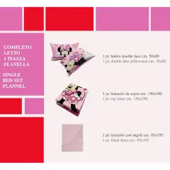 Set Lenzuolo Letto Singolo Minnie in Flanella - regalo e gadget valigeria