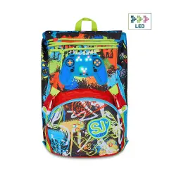 Sj Gang Game-led Boy Zaino Scuola Sdoppiabile Big - zaini scuola