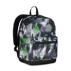 Gray Shadow Reversible Backpack School Grs with Earphones Wireless Fluo Green - school backpacks