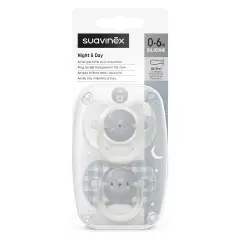 Nightday Set 2 Succhietti con Tettarella In Silicone 0/6m Orso Azzurro - ciucci