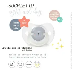 Nightday Set 2 Succhietti con Tettarella In Silicone 0/6m Coniglio Rosa - ciucci