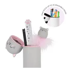 egami - Kawaii Astuccio Scuola 2 in 1 in Morbido Silicone Tema Kitty - regalo e gadget valigeria