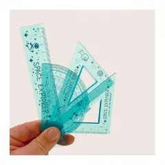 Set Righello da 15 cm, Squadra 60° da 10 cm, Goniometro 180°- Spazio - regalo e gadget valigeria