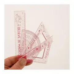 Set Righello da 15 cm, Squadra 60° da 10 cm, Goniometro 180°- Unicorn - regalo e gadget valigeria