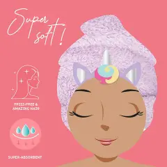 Legami - Turbante per Capelli Love My Hair, Asciugatura Rapida, in Microfibra, Tema Unicorno - regalo e gadget valigeria