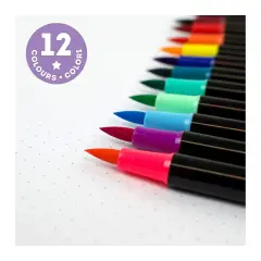 Legami - Set di 12 Pennarelli con Punta Pennello, BRUSH MARKERS - regalo e gadget valigeria