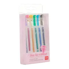 Legami - Set di 6 Mini Penne Gel Glitterate,Shine Like a Diamond Multicolor - regalo e gadget valigeria