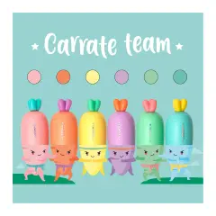 Set di 6 Mini Evidenziatori, Carrate Team, Evidenziatori a Forma di Carota - regalo e gadget valigeria