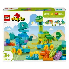 LEGO DUPLO Dinosauri 3 in 1 su Ruote – Gioco Educativo 10451 - Costruzioni in plastica