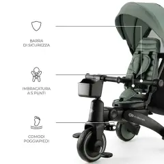Triciclo Pieghevole Kinderkraft JAZZ 2 Green - Tricicli e primi passi