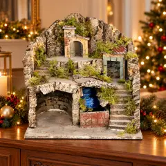 Presepe con Cascata e Luci 39x30x38 cm – Rossi Rosa - presepi