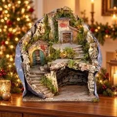 Presepe Artigianale 10 Luci 30x23x28 cm – Rossi Rosa - presepi