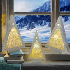 Papercut LED Christmas Tree Decoration H25cm Battery Powered - Home Decorations