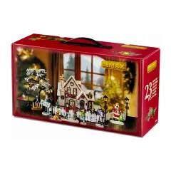 White Christmas Set Lemax – Casa Innevata con Babbo Natale e Luci - scene e villaggi