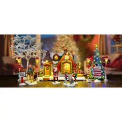 Lemax Santa's Snack Shack Set con Elfi e Renne Volanti - scene e villaggi