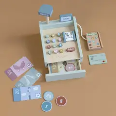 Little Dutch Registratore Di Cassa In Legno Con Accessori - Alimenti, mercatini, stoviglie