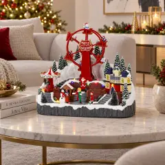 Natale Parco Giochi con Giostre Animate LED 36cm - scene e villaggi