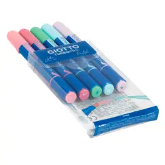 Pennarello Doppia Punta Giotto Turbo Pro, Astuccio 5 Colori Pastello - Pennarelli