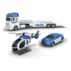 Play City - Tir Trasportatore Polizia 1:12 Con Elicottero E Macchina Luci E Suoni - modellini