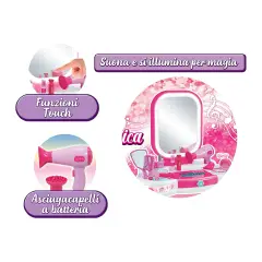 Specchiera Magica Bambina con Sgabello e Luci LED - bellezza e accessori