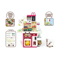 Cucina Grande Chef Con Accessori Funzioni Reali Altezza 80cm Luci, Suoni e Vapore 63 Pz - Cucine e gioco simbolico