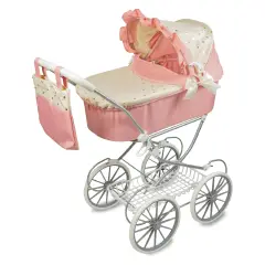 Carrozzina Pieghevole con Cappotta e Accessori Rosa - Bambole e accessori