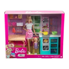 Barbie and Chelsea Sister Baking Playset Kitchen with 2 Dolls and 15 Accessories - collectible baby girl