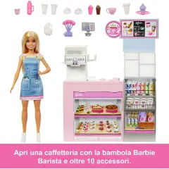 Barbie Caffetteria con Bambola Barista e 12 Accessori - collezionabili bambina