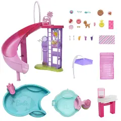 Barbie Piscina Dei Sogni con Scivolo, Idromassaggio e Accessori - collezionabili bambina