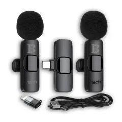 Anello Luce con 2 Microfoni Wireless Lavalier USB-C e Lightning - Sistemi audio