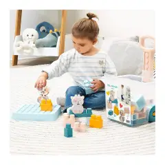 Carrellino Porta Costruzioni 40 Pezzi Colori Tenui - Costruzioni in plastica